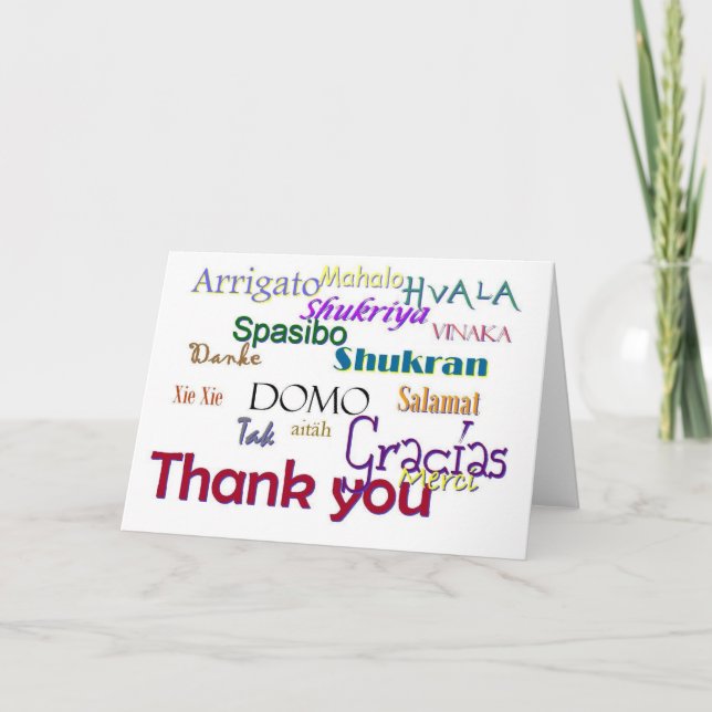 Thank you, Hvala, Gracias, Vielen Dank, Spasibo You Card (Front)