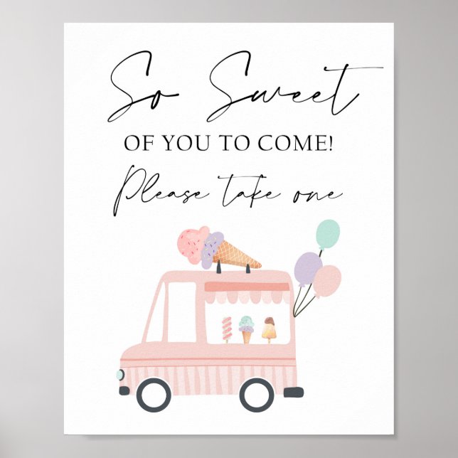 Thank You Ice Cream Truck Favour Table Birthday Poster (Front)