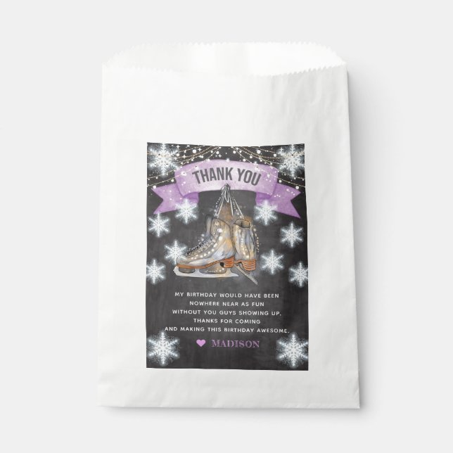 Thank you Ice Skating Girl Birthday  Favour Bags (Front)