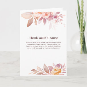 Thank You ICU Nurse Card — Floral ICU Nurse Card