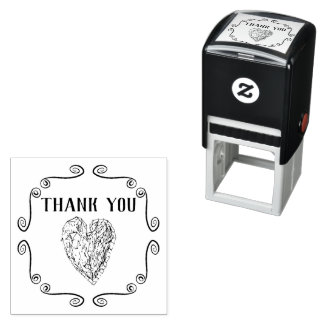 Thank You Illustrated Love Heart Self-inking Stamp