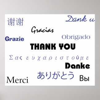 Thank You (in black and blue002) Print