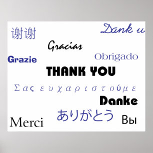 Thank You (in black and blue002) Print