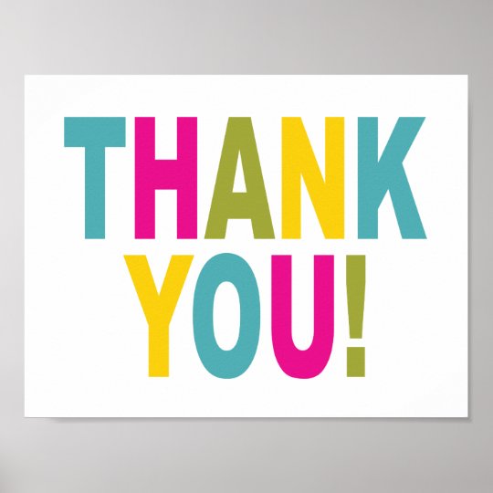 Thank You in bright colours Poster | Zazzle.co.uk