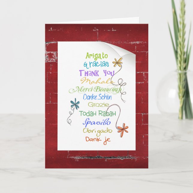 Thank You in foreign language on brick Card (Front)