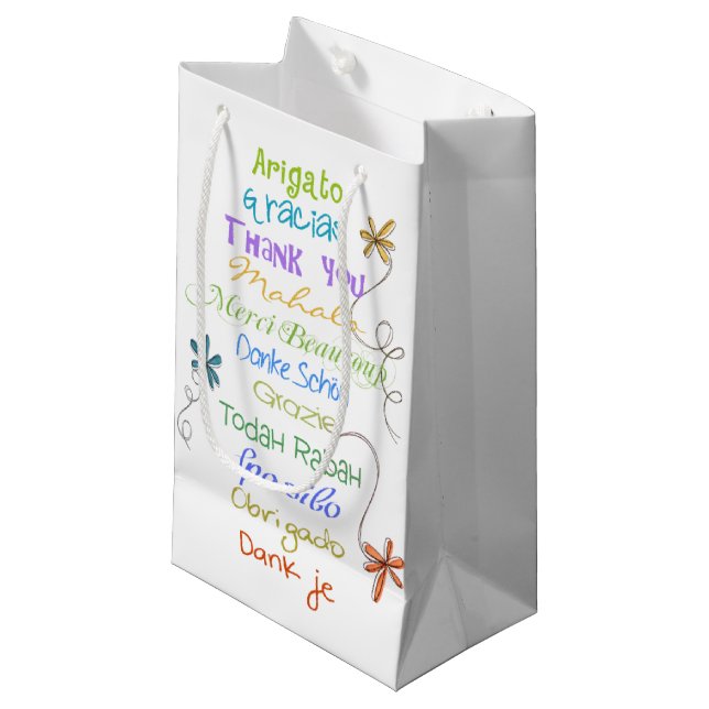 Thank You in Foreign Languages Small Gift Bag (Front Angled)