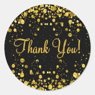 Thank You in Gold Confetti Classic Round Sticker