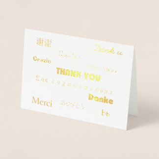 Thank You in Many Languages Personalise Foil Card