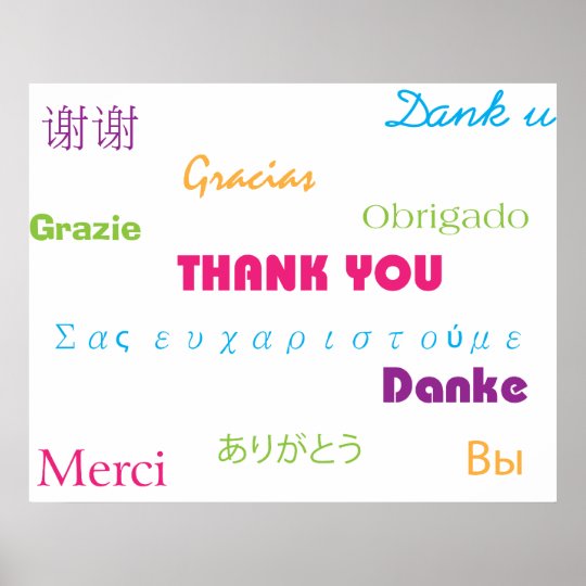 Thank You in Many Languages Poster | Zazzle.co.uk