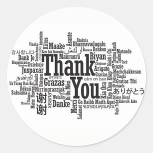 "THANK YOU IN MANY LANGUAGES" STICKER