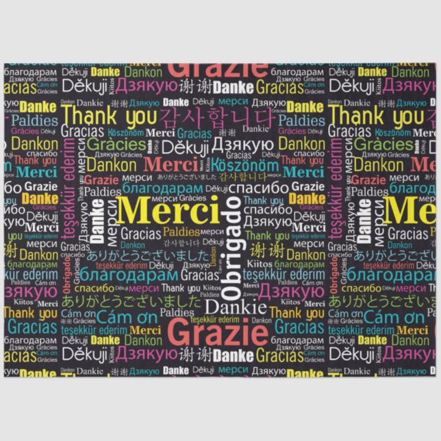Thank You in Many Languages Tissue Tissue Paper (Front)