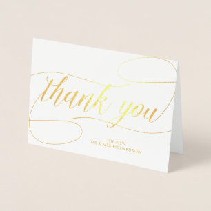 Thank You in Modern Calligraphy with your Name Foil Card