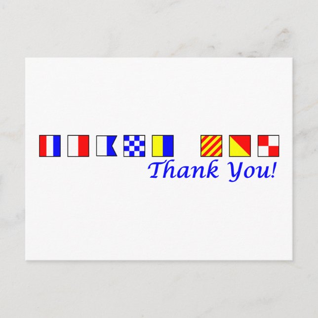 Thank You in nautical flag alphabet Postcard (Front)