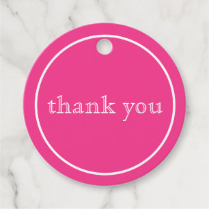 thank you in pink round favour tags
