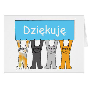 Thank You in Polish Cartoon Cats