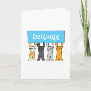 Thank You in Polish Cartoon Cats Card