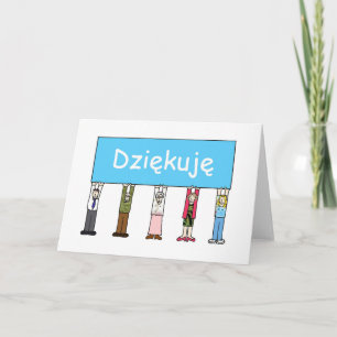 Thank You in Polish Cartoon Group of People Card