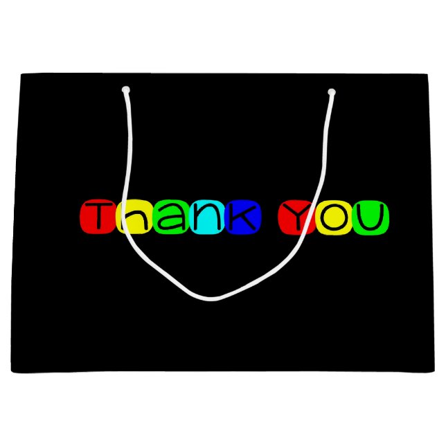 Thank You in Rainbow Colours 434 Large Gift Bag (Front)