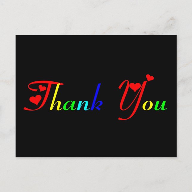 Thank You in Rainbow Colours Postcard (Front)
