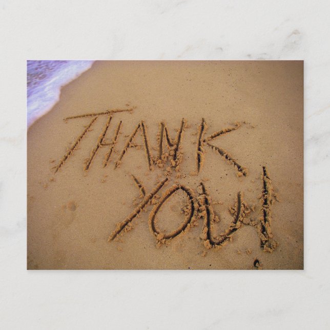 Thank You in Sand Postcard (Front)