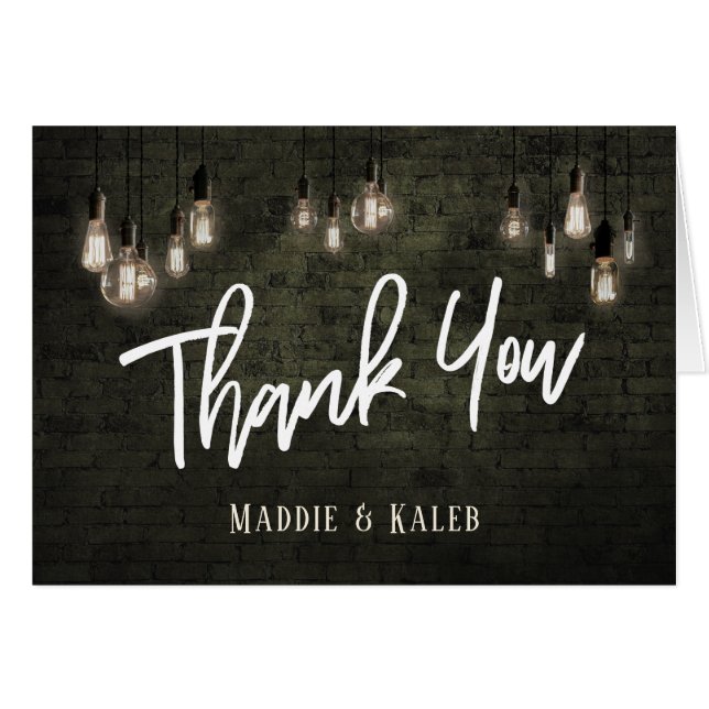 Thank You Industrial Bricks w/ Edison Lights (Front Horizontal)