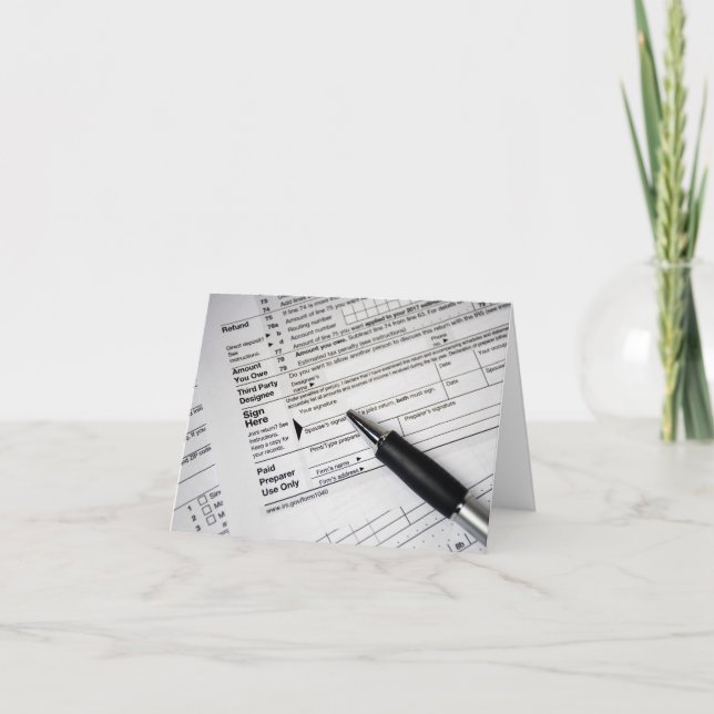 thank you ink pen on tax form (Front)