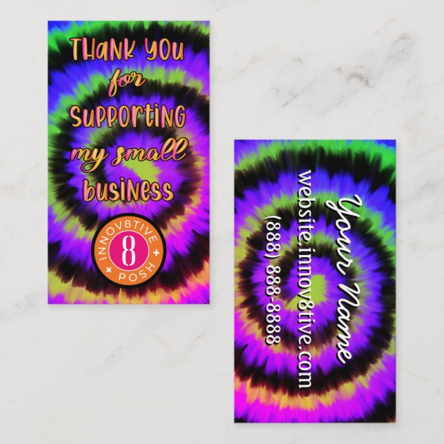 Thank you Innov8tive Posh dark tie dye Business Card (Front/Back)