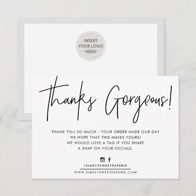 THANK YOU INSERT modern casual biro business black Card (Front/Back)