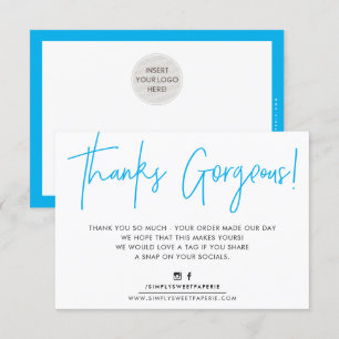 THANK YOU INSERT modern cute biro business aqua Card