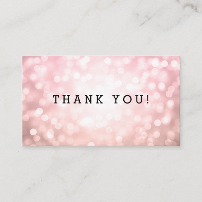 Thank You Insert Rose Blush Pink Glitter Lights (Front)