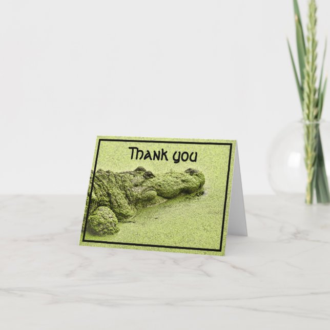 'Thank You' Irish Green Gator in Duckweed Photo Thank You Card (Front)