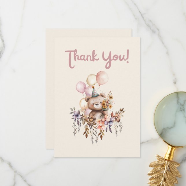 Thank you It's a Beary Special Birthday Card  (Front/Back In Situ)