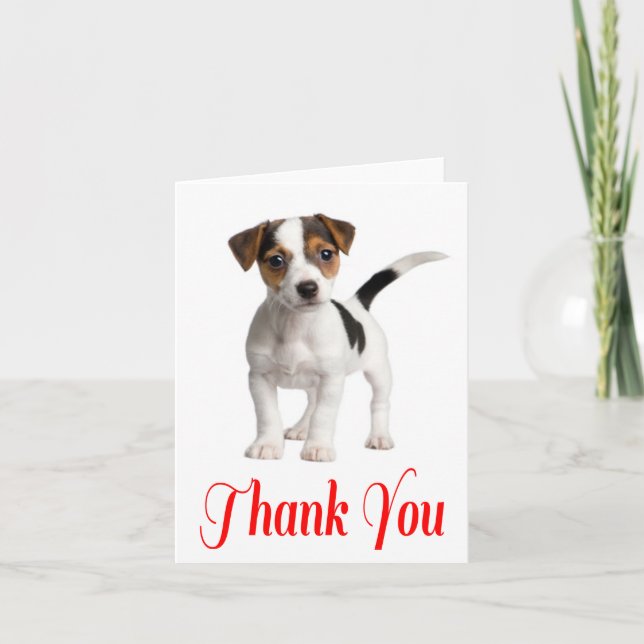 Thank You Jack Russell Terrier Puppy Dog Note Card (Front)
