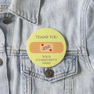 Thank you Jesus christ healer saviour yellow Butto 3 Cm Round Badge