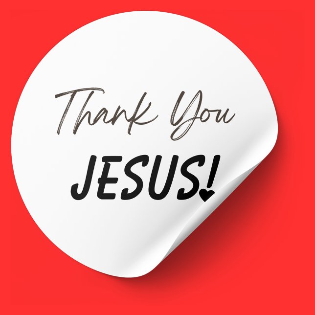 Thank You Jesus Exclamation Heart Christian  Classic Round Sticker (Thank You Jesus Sticker)