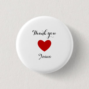 Thank You Jesus Modern Christian Faith Heart 3 Cm Round Badge
