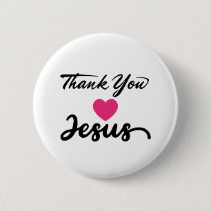 Thank You Jesus   Modern Christian Faith Heart 6 Cm Round Badge