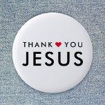 Thank You Jesus | Modern Christian Faith Heart 6 Cm Round Badge<br><div class="desc">Simple,  stylish christian "thank you Jesus" quote art design in a modern minimalist typography in off black with a cute red heart design. This trendy,  modern faith design is the perfect gift or accessory. #christian #religion #faith #bible #jesus #bethelight</div>
