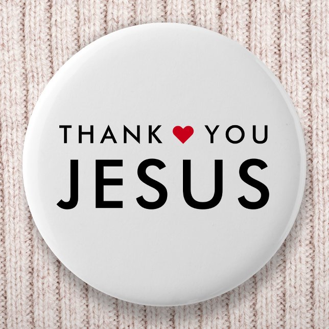 Thank You Jesus | Modern Christian Faith Heart 6 Cm Round Badge (Creator Uploaded)