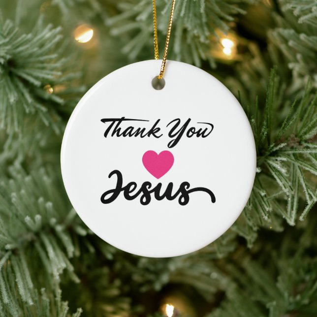 Thank You Jesus | Modern Christian Faith Heart Ceramic Tree Decoration (Tree)