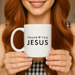 Thank You Jesus   Modern Christian Faith Heart Coffee Mug