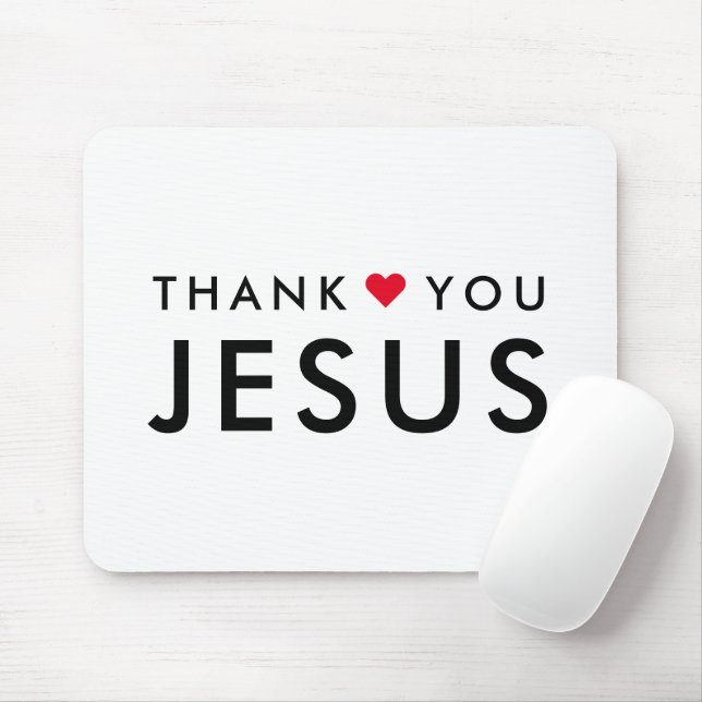 Thank You Jesus | Modern Christian Faith Heart Mouse Mat (With Mouse)