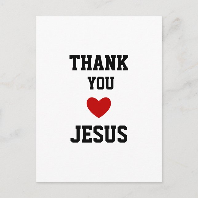 Thank You Jesus | Modern Christian Faith Heart Postcard (Front)