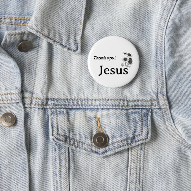 Thank You Jesus Sunflowers Black White Christian  6 Cm Round Badge (In Situ)