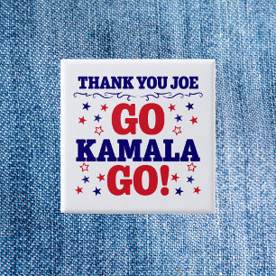 Thank You Joe   Go Kamala Go! 15 Cm Square Badge