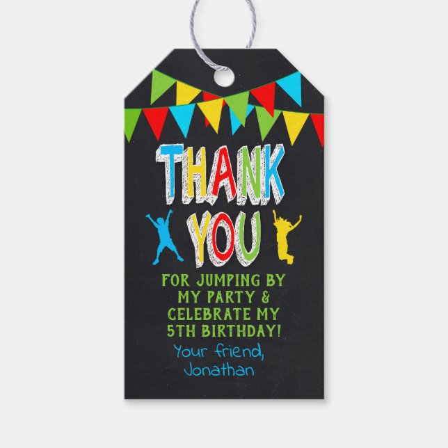 Thank You Jump Party Primary Colours Favour Tag (Front)