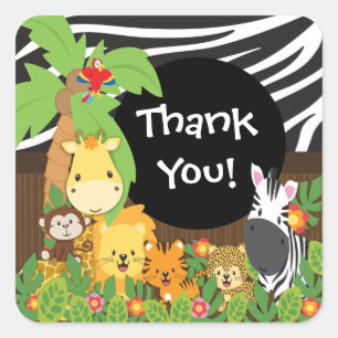 Thank You Jungle Safari Baby Animals Sticker