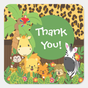 Thank You Jungle Safari Baby Animals Sticker