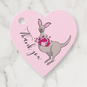 Thank you kangaroo with hearts favour tags