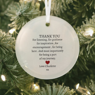 Thank You Keepsake    Personalised Thank You  Glass Tree Decoration